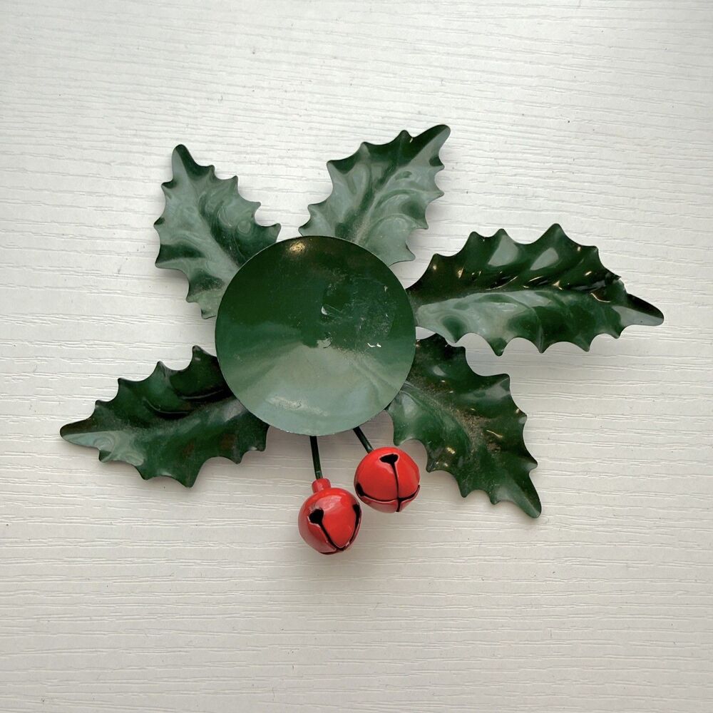 Department 56 Metal Candle Holder Holly Berries 6in Christmas Holiday Green, L7